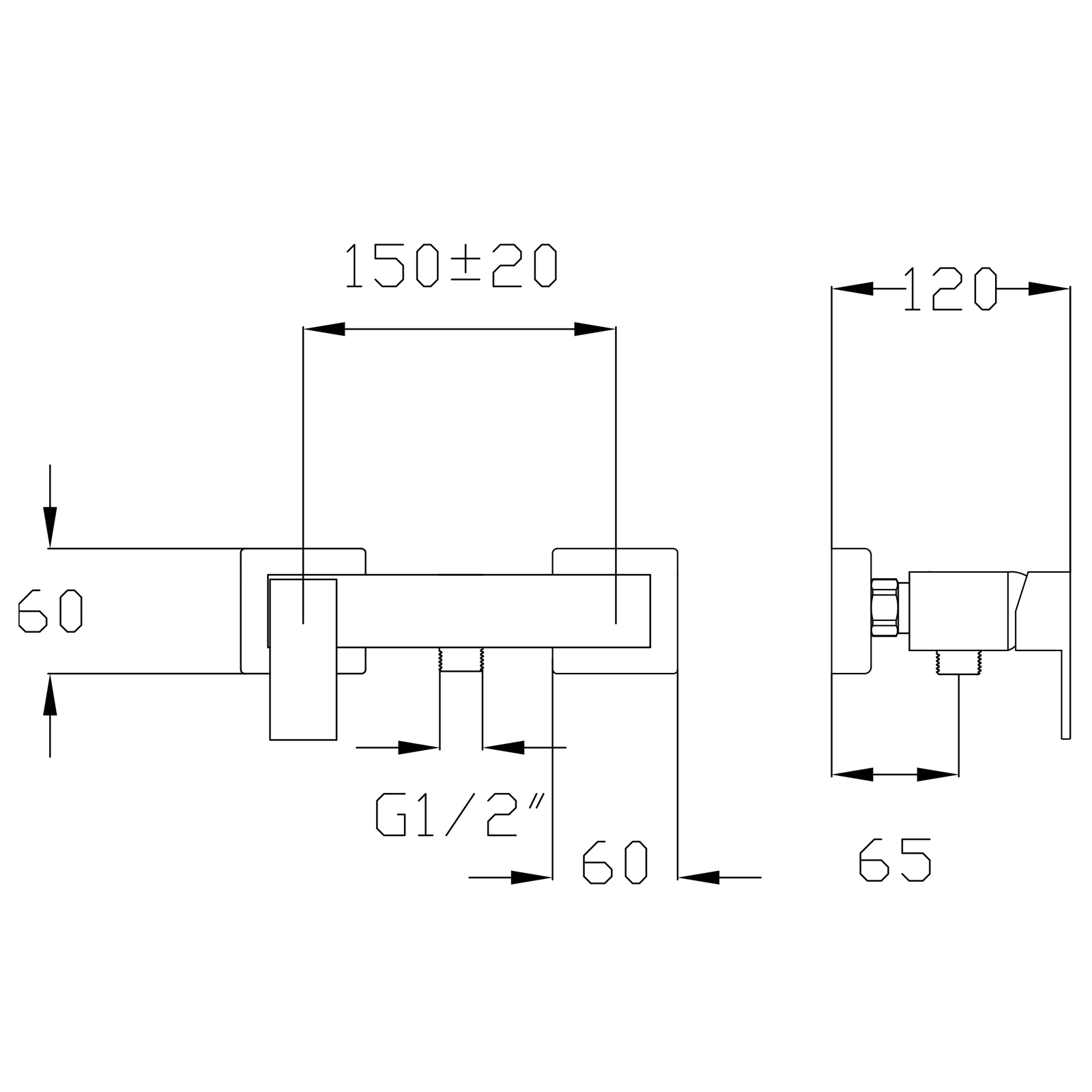 Single lever external shower mixer 1/2” lower connection